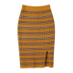 Mustard Yellow Striped Knit Midi Skirt with Side Slit