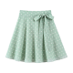 Mint Green Polka Dot Mini Skirt with Bow Tie Waist