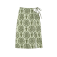 Olive Green Damask Print Midi Skirt with Side Tie