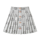 Gray Pleated Mini Skirt with Cat Print & Button Accents