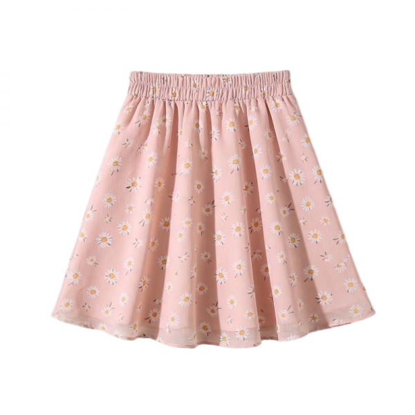 Blush Pink Mini Skirt with Daisy Print