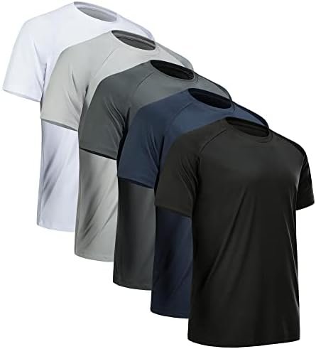 Mens Workout Shirts Quick Dry Performance Short Sleeve Athletic Shirts